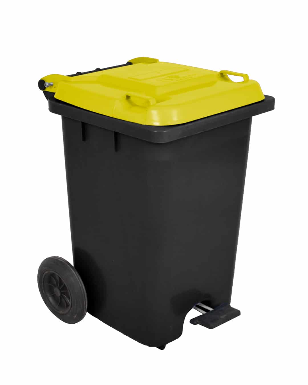 Safeer Garbage Bin 90 L With Lid, Wheels And Pedal - Black And Yellow