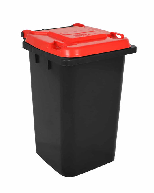 Safeer Garbage Bin 90 L With Lid - Black And Red
