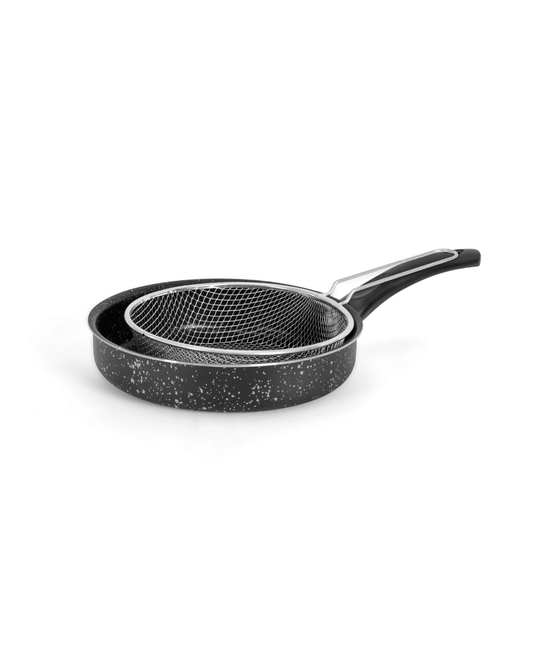Grandi Cook Saute Pan 26+ Stainless Steel Strainer Granite Black