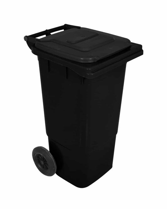 Karnak Garbage Bin 120 L With Lid And Wheels - Black