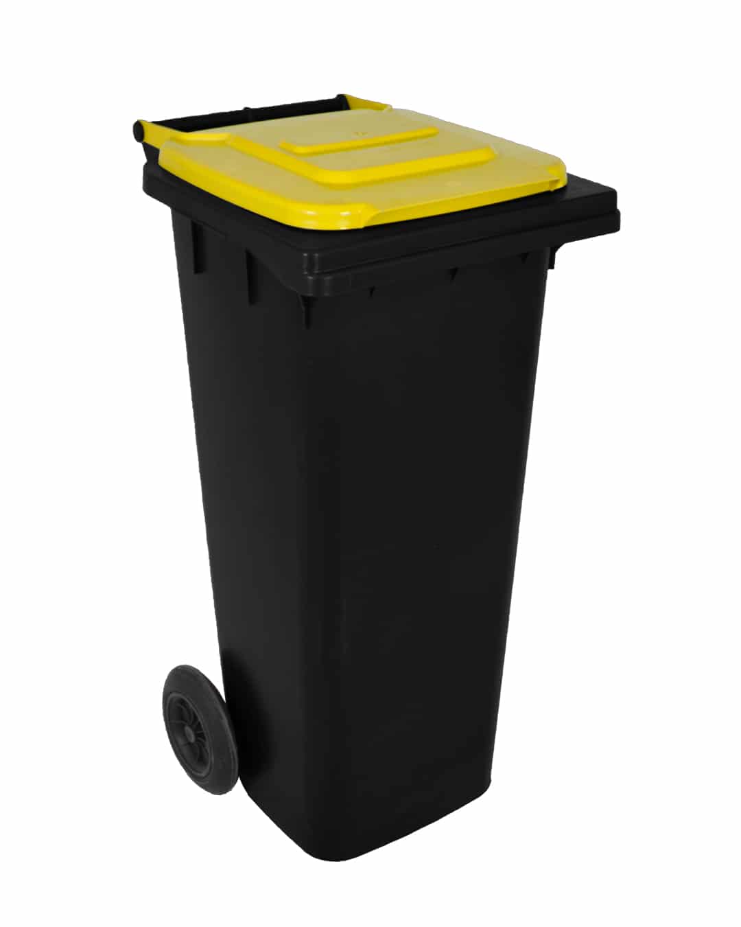 Karnak Garbage Bin 140 L With Lid And Wheels - Black And Yellow