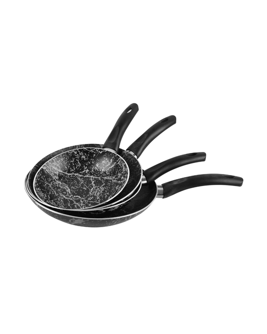 Grandi Cook Marble Frypan Set of 4 Pieces 16 / 18 / 22 / 26 - Marble Black
