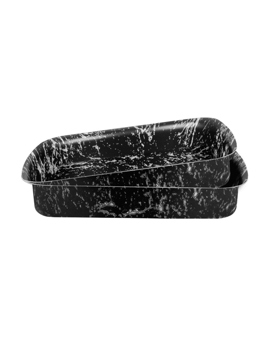 Grandi Cook Marble Rectangular Oven Tray Set of 2 Pieces 25 / 35 - Marble Black