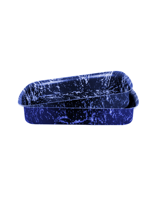 Grandi Cook Marble Rectangular Oven Tray Set of 2 Pieces 25 / 30 - Marble Blue