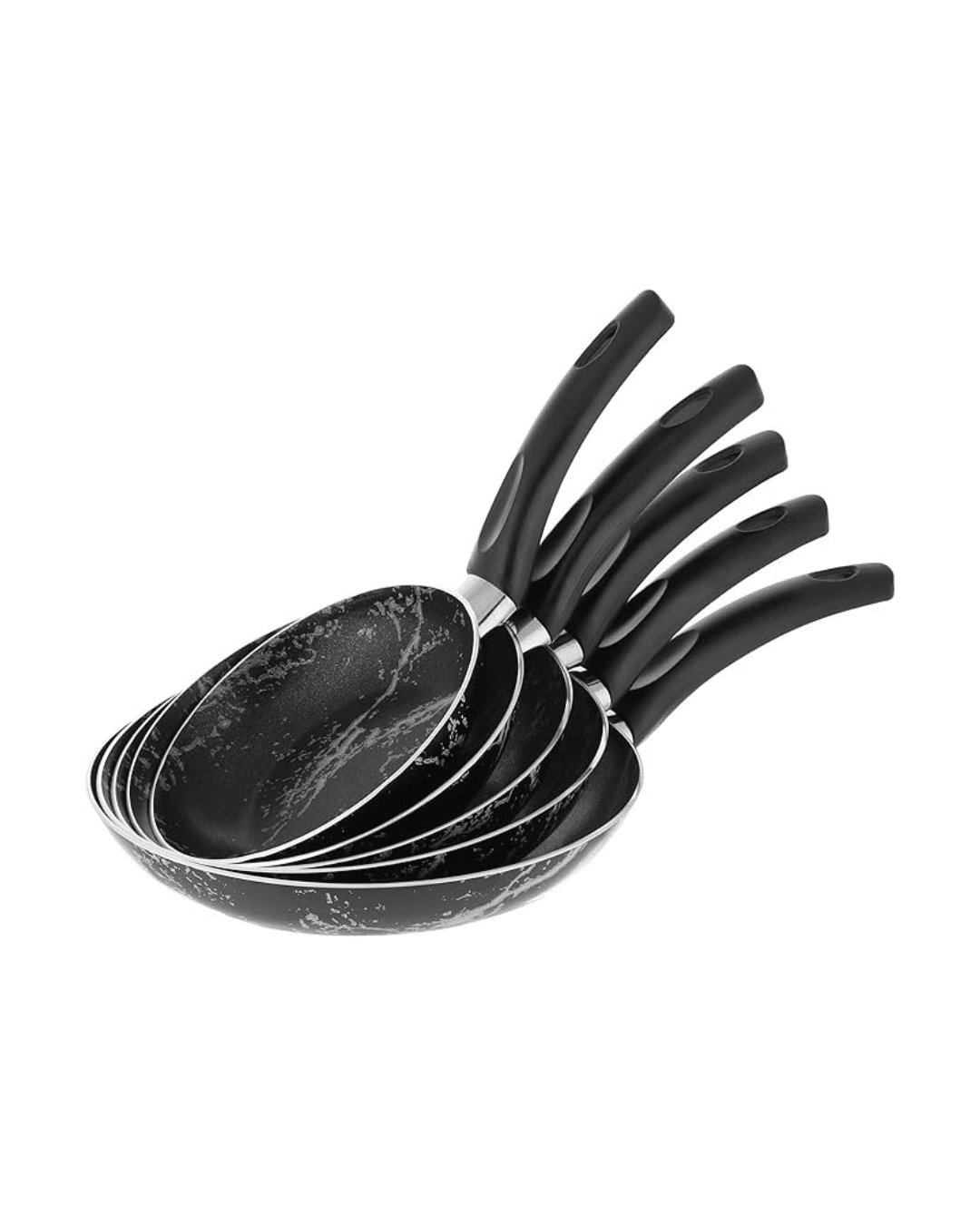 Grandi Cook Marble Frypan Set of 5 Pieces 16 / 18 / 20 / 22 / 24 - Marble Black