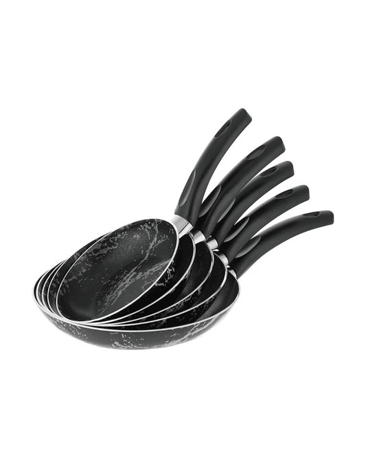 Grandi Cook Marble Frypan Set of 5 Pieces 16 / 18 / 20 / 22 / 24 - Marble Black